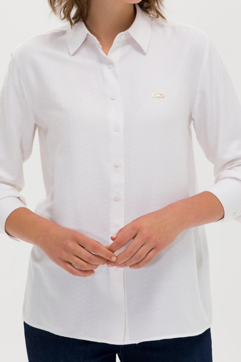 Kadın Beyaz Uzun Kollu Gömlek - 50264189002