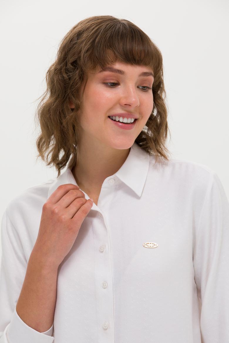 Kadın Beyaz Uzun Kollu Gömlek - 50264189002