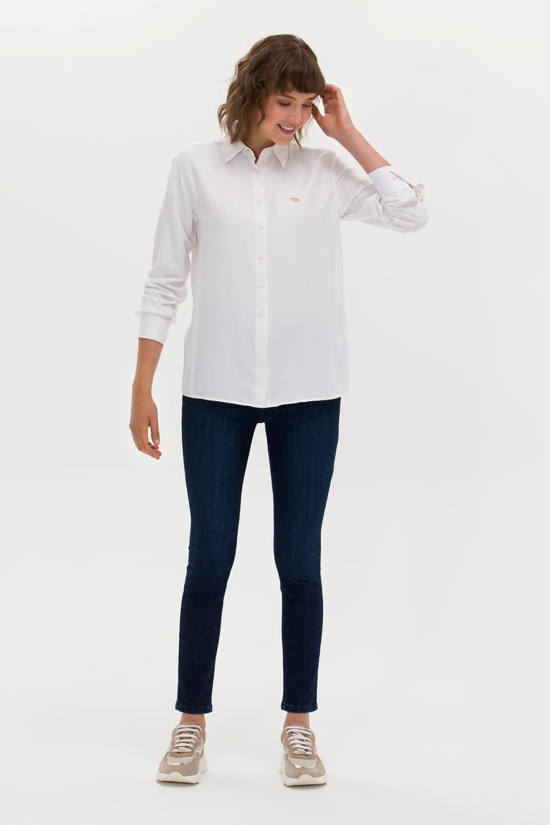 Kadın Beyaz Uzun Kollu Gömlek - 50264189002