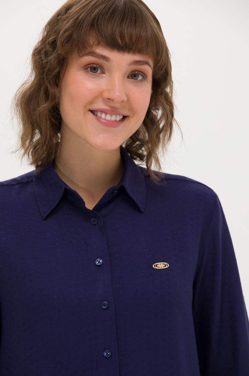 Kadın Lacivert Uzun Kollu Gömlek