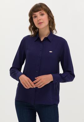 Kadın Lacivert Uzun Kollu Gömlek - 50264189011