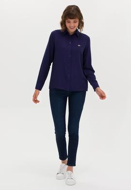 Kadın Lacivert Uzun Kollu Gömlek - 50264189011