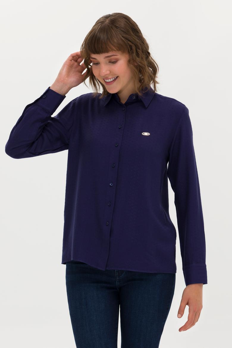 Kadın Lacivert Uzun Kollu Gömlek - 50264189011