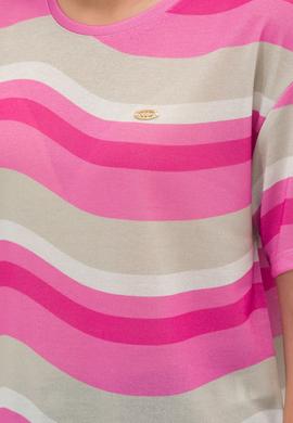Kadın Pembe Bisiklet Yaka Tişört - 50263600019