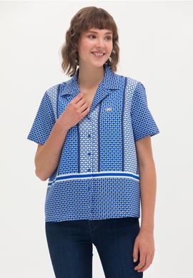 Kadın Saks Kısa Kollu Gömlek - 50264214003