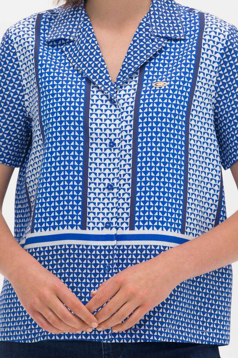 Kadın Saks Kısa Kollu Gömlek - 50264214003