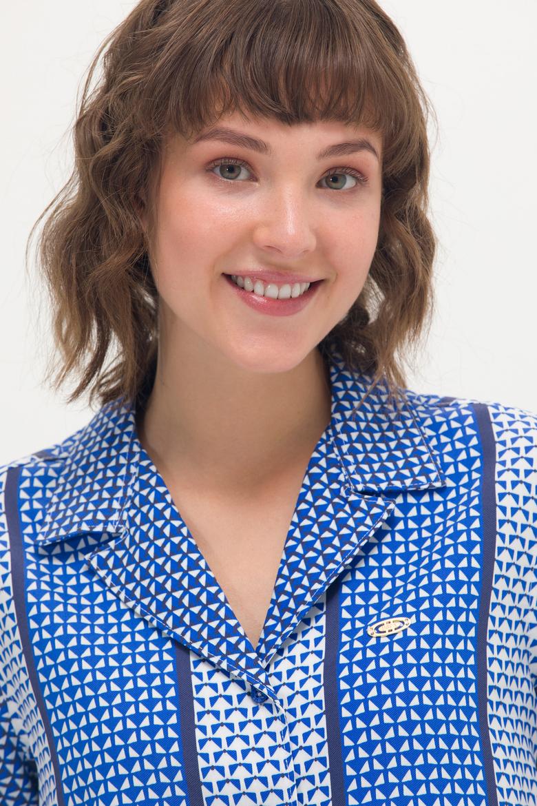 Kadın Saks Kısa Kollu Gömlek - 50264214003