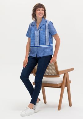 Kadın Saks Kısa Kollu Gömlek - 50264214003