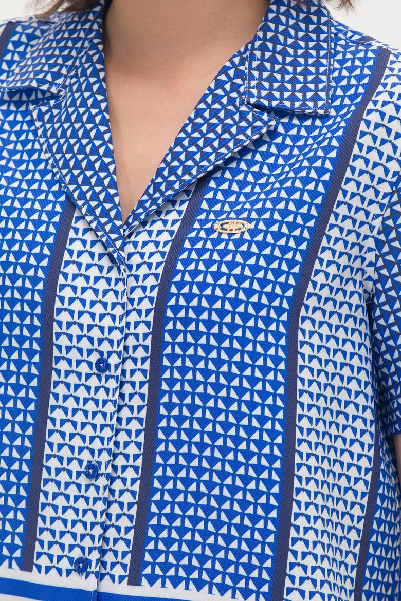 Kadın Saks Kısa Kollu Gömlek - 50264214003