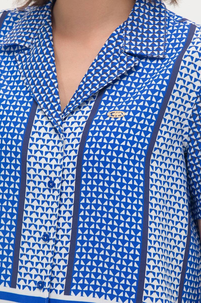 Kadın Saks Kısa Kollu Gömlek