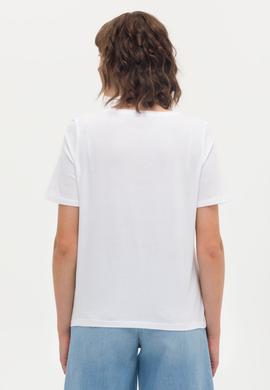 Kadın Beyaz Bisiklet Yaka Tişört - 50262948004