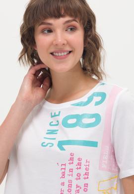 Kadın Beyaz Bisiklet Yaka Tişört - 50262948004