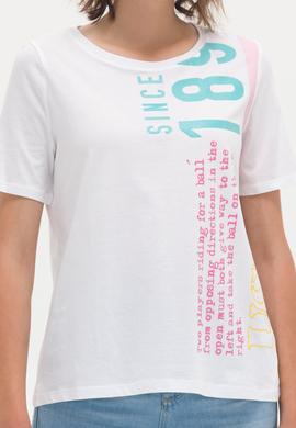 Kadın Beyaz Bisiklet Yaka Tişört - 50262948004