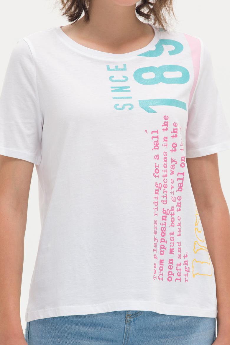 Kadın Beyaz Bisiklet Yaka Tişört - 50262948004
