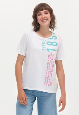 Kadın Beyaz Bisiklet Yaka Tişört - 50262948004