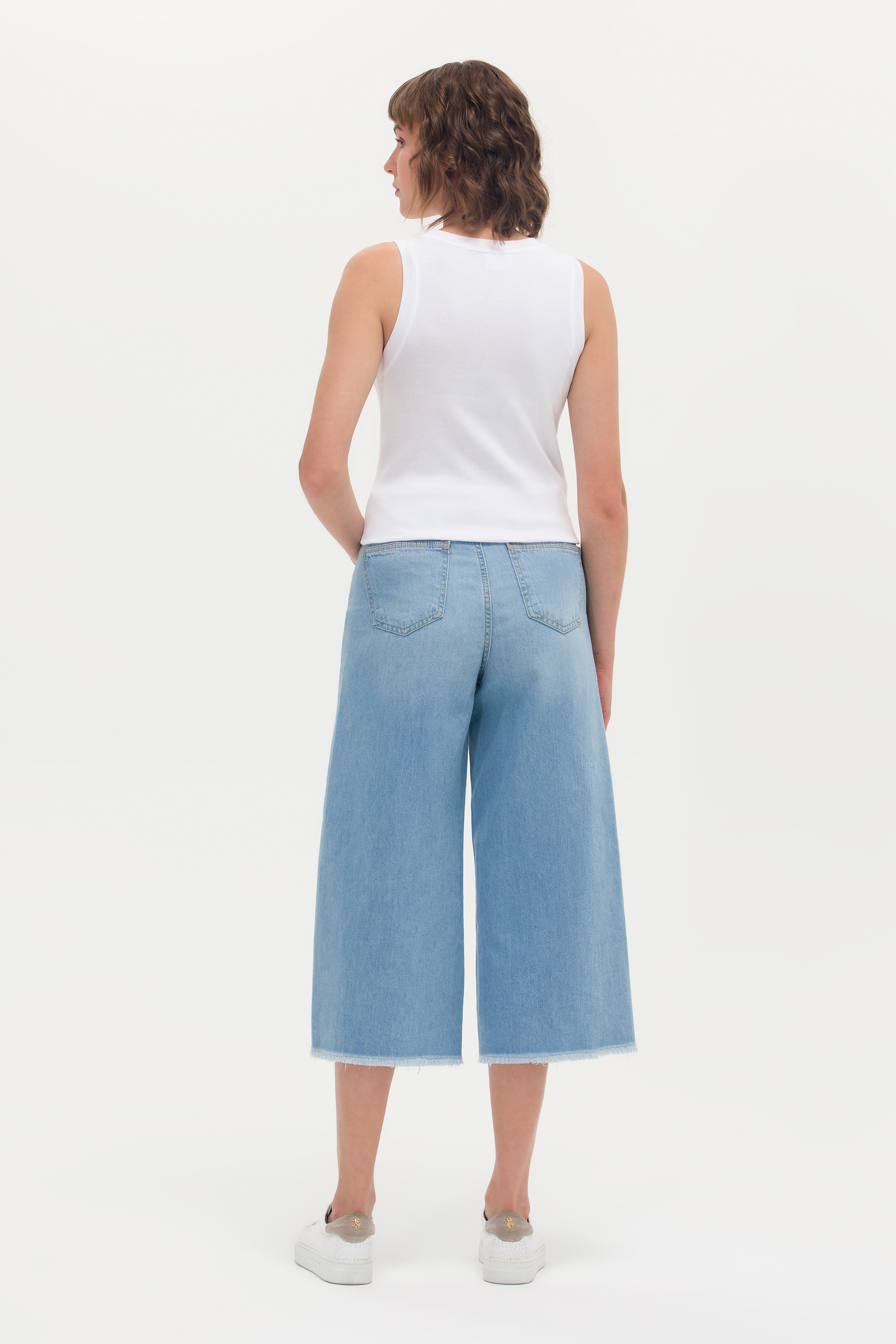 Kadın Açık Mavi Flare Cropped Fit Jean Pantolon