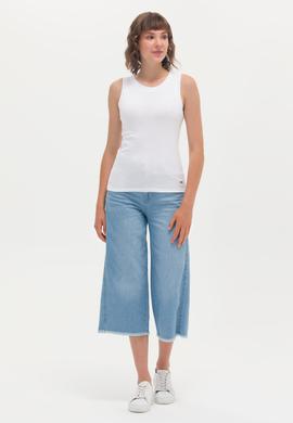 Kadın Açık Mavi Flare Cropped Fit Jean Pantolon - 50263780003