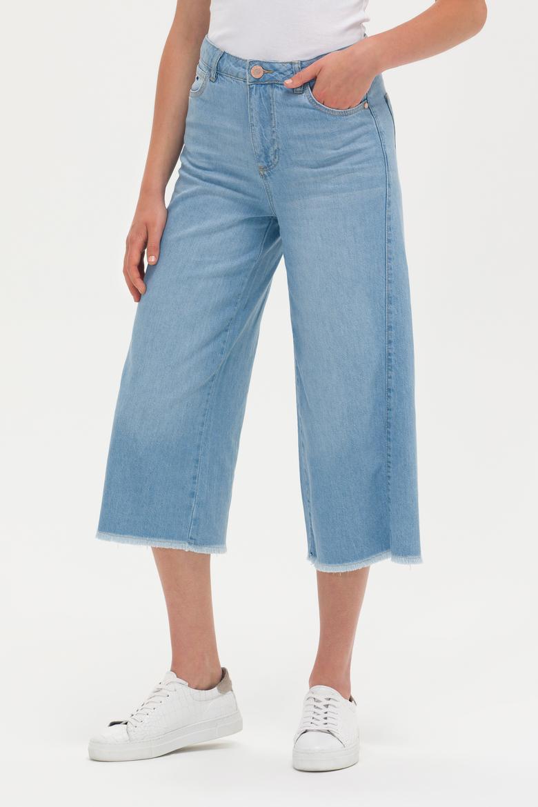 Kadın Açık Mavi Flare Cropped Fit Jean Pantolon - 50263780003