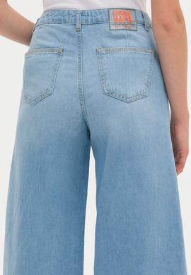 Kadın Açık Mavi Flare Cropped Fit Jean Pantolon - 50263780003