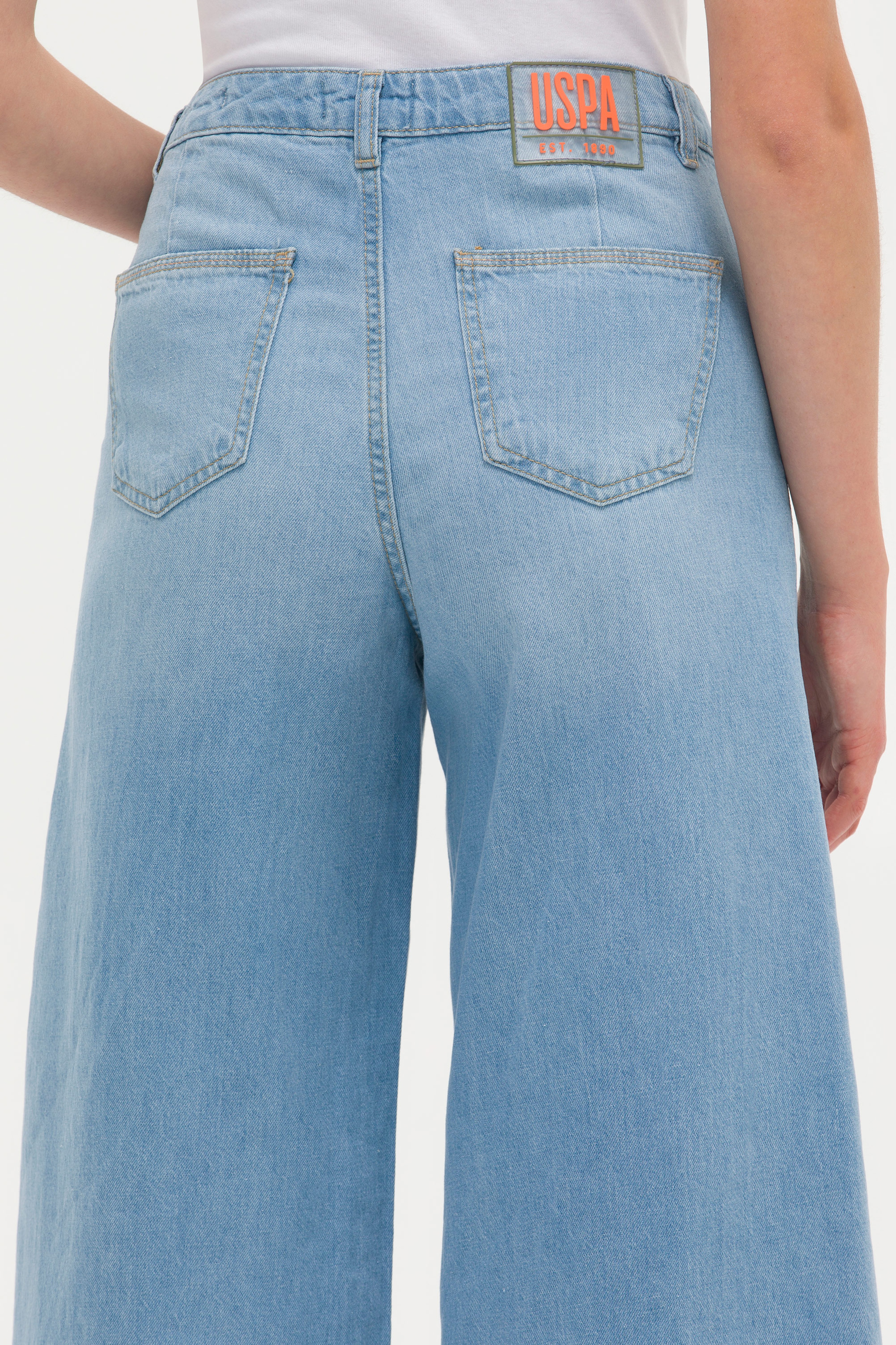 Kadın Açık Mavi Flare Cropped Fit Jean Pantolon - Image 7