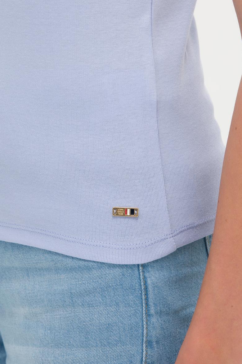 Kadın Mavi Bisiklet Yaka Kolsuz Tişört - 50266320113