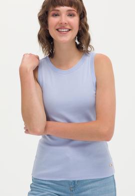 Kadın Mavi Bisiklet Yaka Kolsuz Tişört - 50266320113