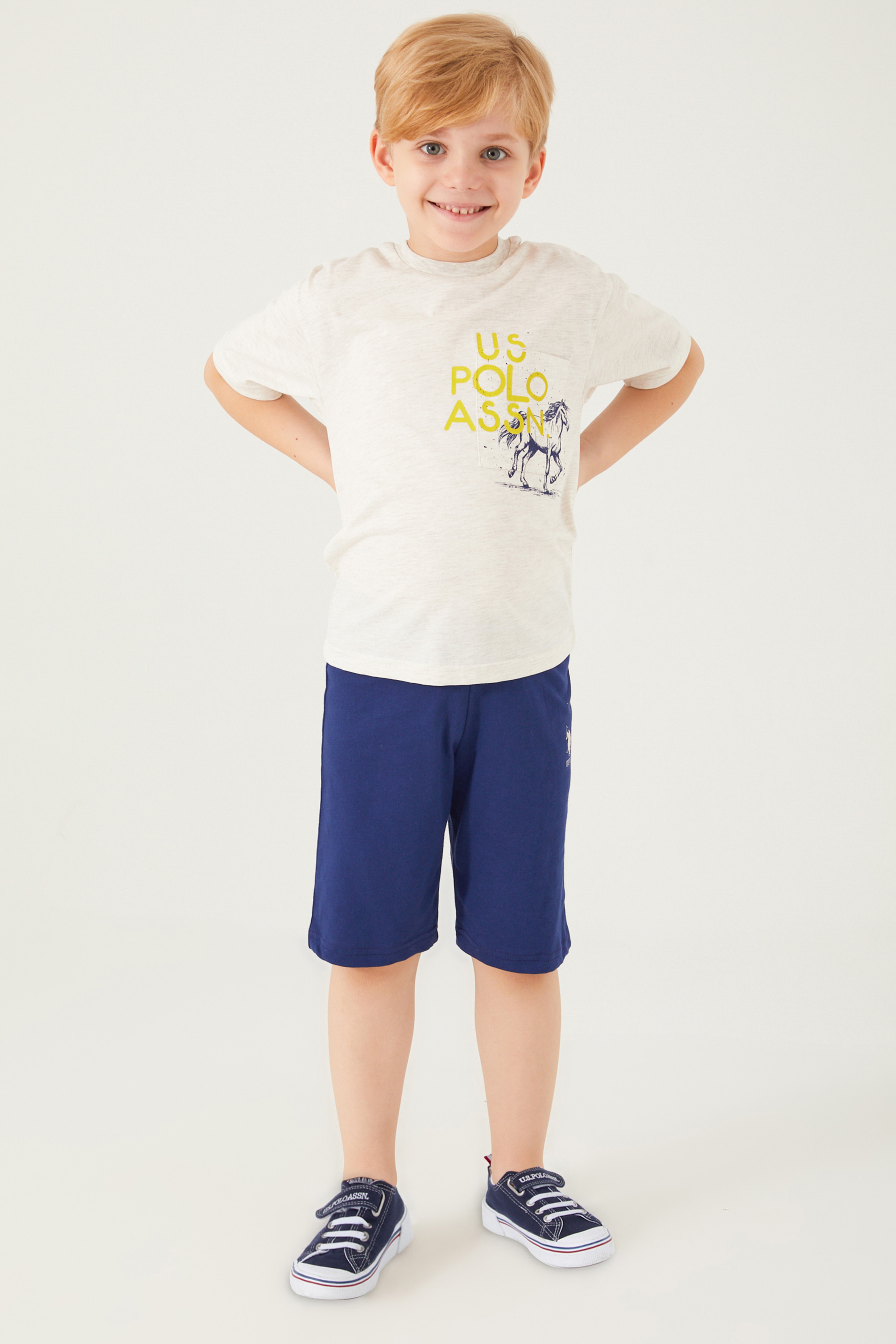 Erkek Çocuk Krem Melanj Pijama Takımı