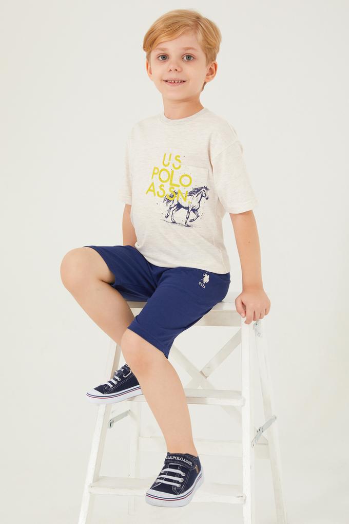 Erkek Çocuk Krem Melanj Pijama Takımı