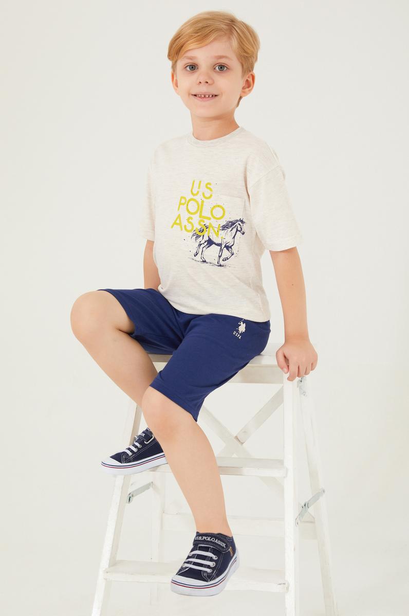 Erkek Çocuk Krem Melanj Pijama Takımı