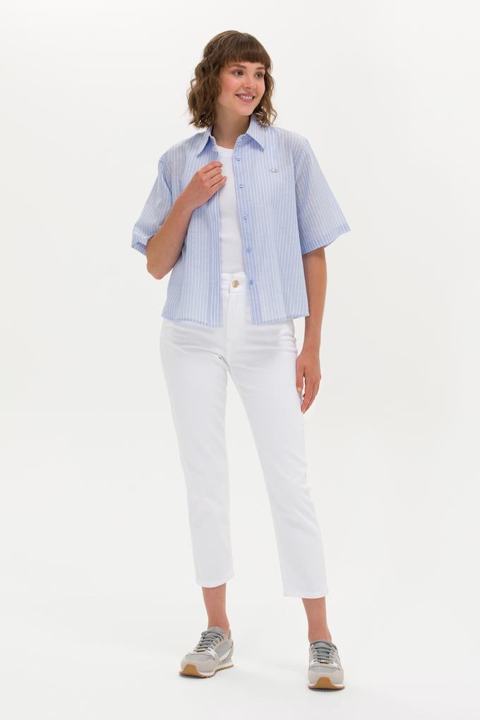 Kadın Beyaz Mom High Waist Fit Jean Pantolon