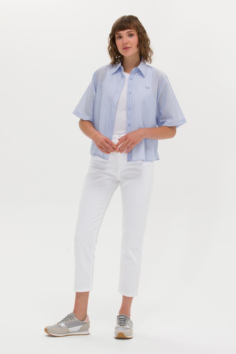 Kadın Beyaz Mom High Waist Fit Jean Pantolon - 50266286003