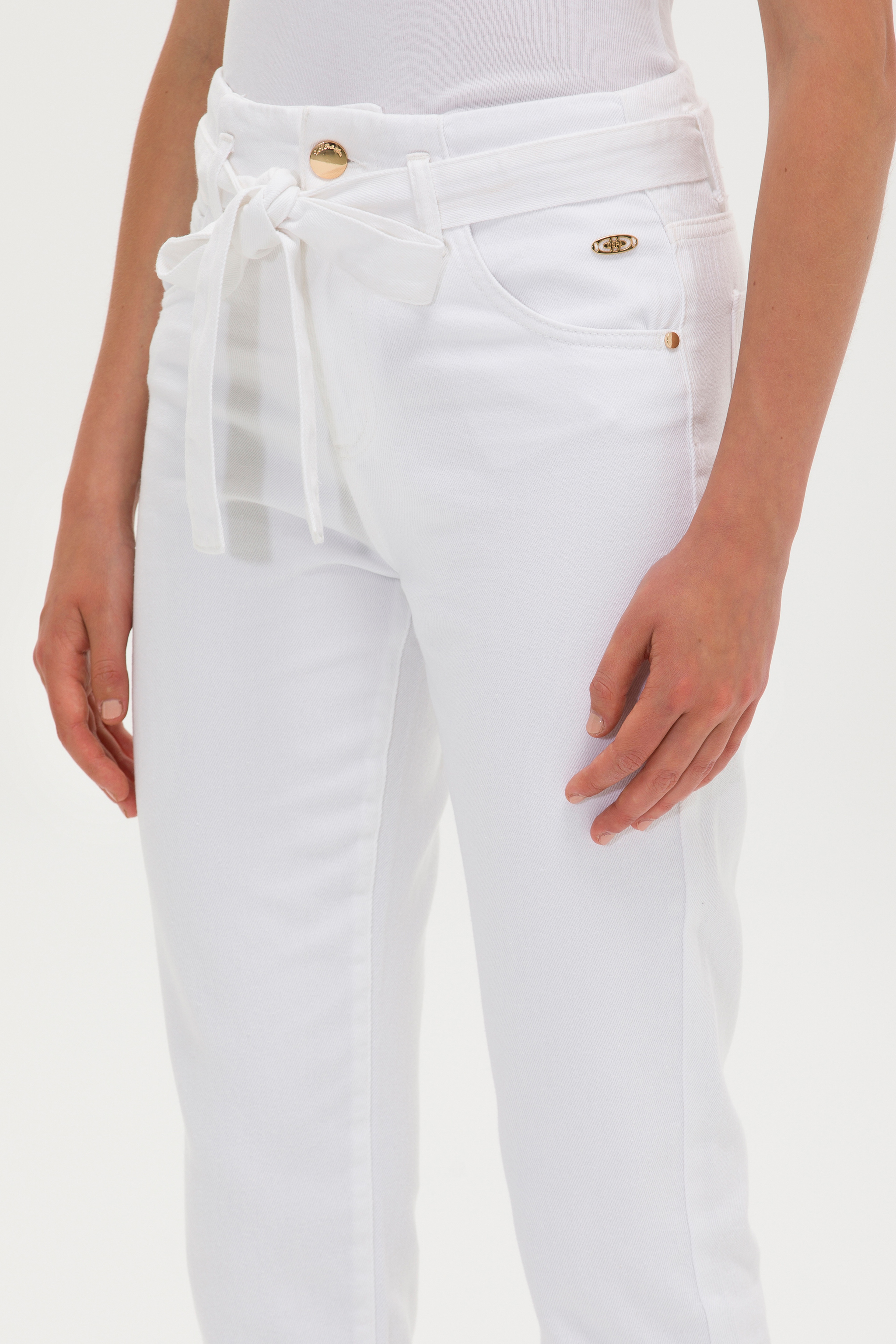 Kadın Beyaz Mom High Waist Fit Jean Pantolon - Image 6