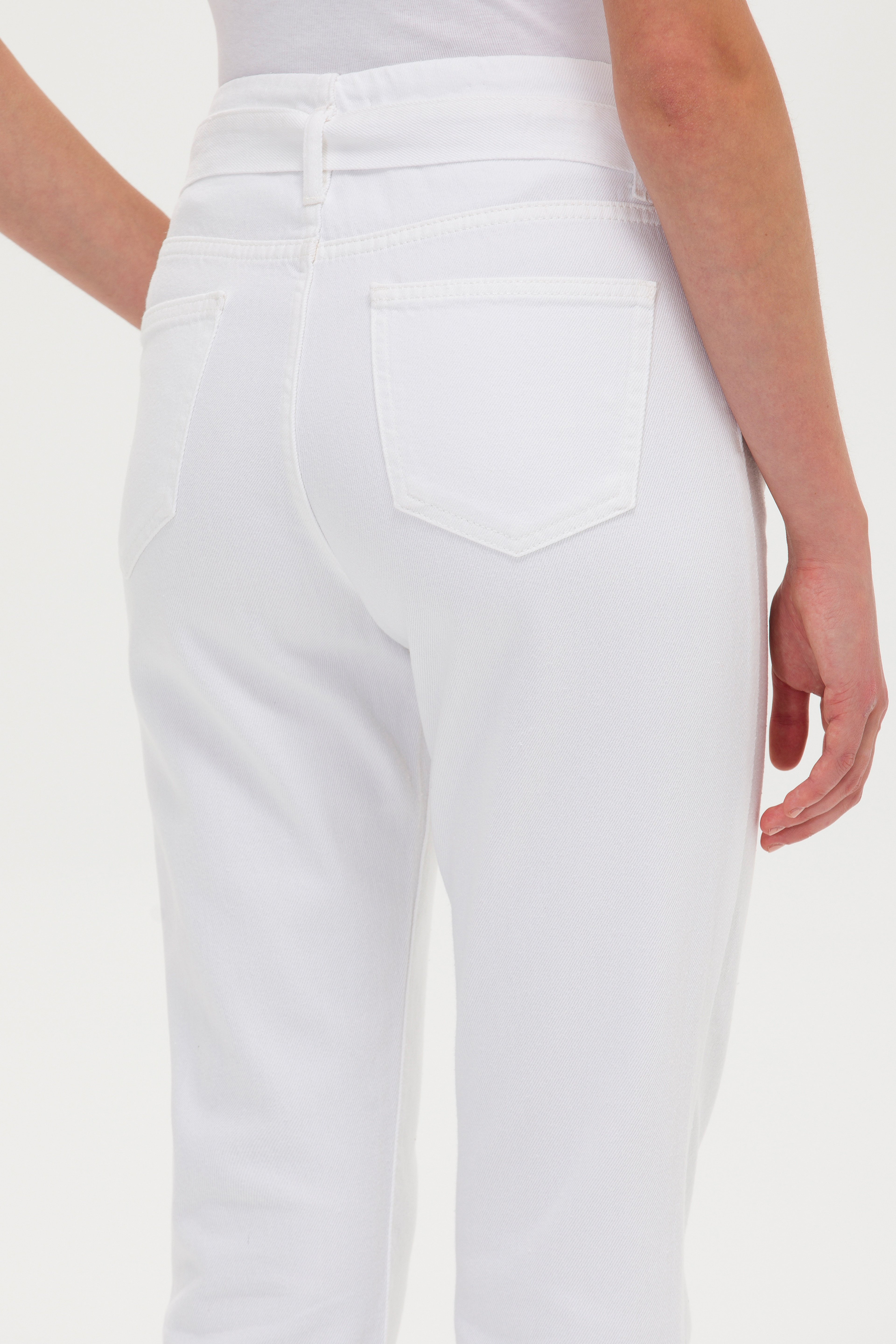 Kadın Beyaz Mom High Waist Fit Jean Pantolon - Image 7