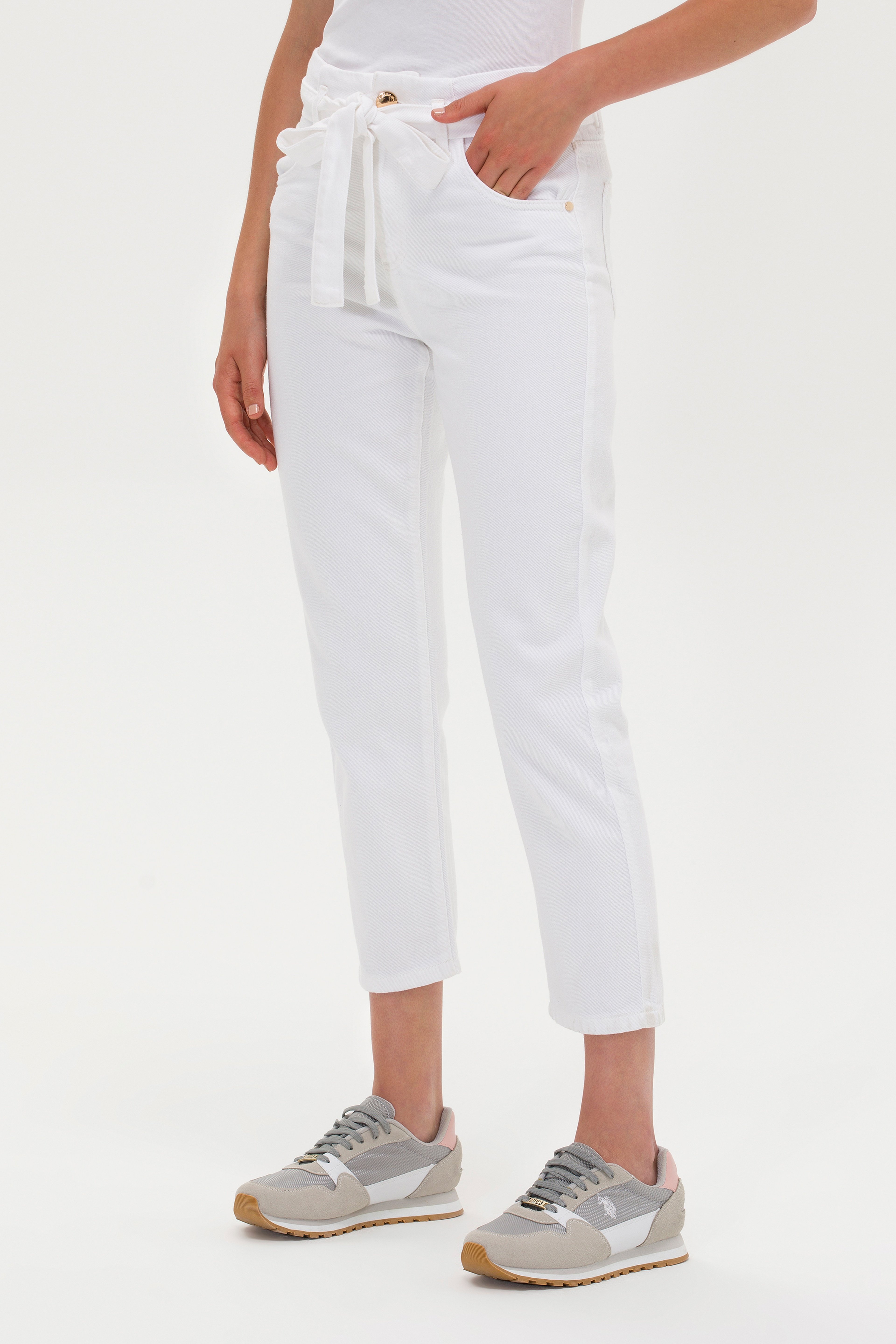 Kadın Beyaz Mom High Waist Fit Jean Pantolon - Image 2