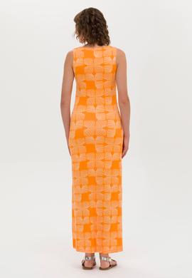 Kadın Turuncu Kare Yaka Midi Boy Örme Elbise - 50263155016