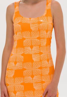 Kadın Turuncu Kare Yaka Midi Boy Örme Elbise - 50263155016