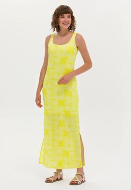 Kadın Fıstık Yeşili Kare Yaka Midi Boy Örme Elbise - 50263155043