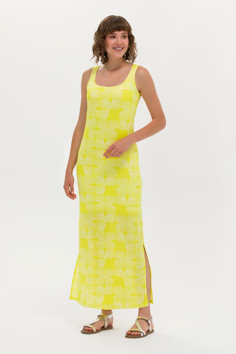 Kadın Fıstık Yeşili Kare Yaka Midi Boy Örme Elbise - 50263155043