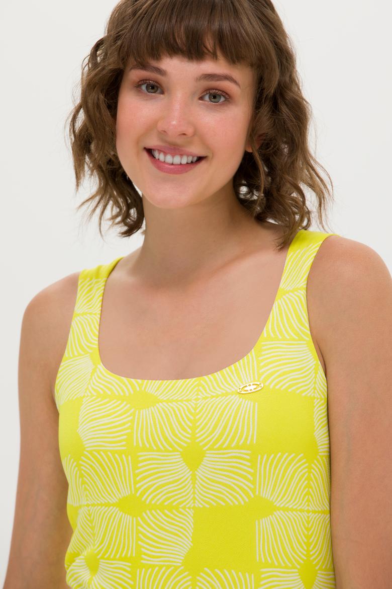 Kadın Fıstık Yeşili Kare Yaka Midi Boy Örme Elbise - 50263155043