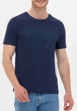 Erkek Lacivert Bisiklet Yaka Tişört - 50263564008