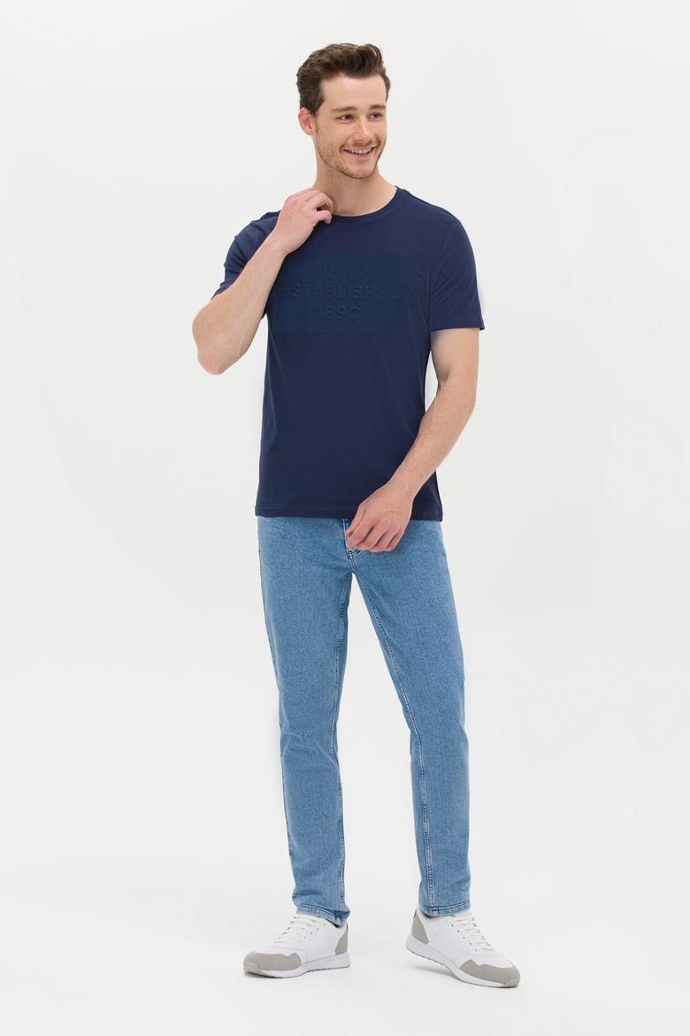 Erkek Lacivert Bisiklet Yaka Tişört - 50263564008