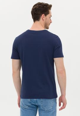 Erkek Lacivert Bisiklet Yaka Tişört - 50263564008