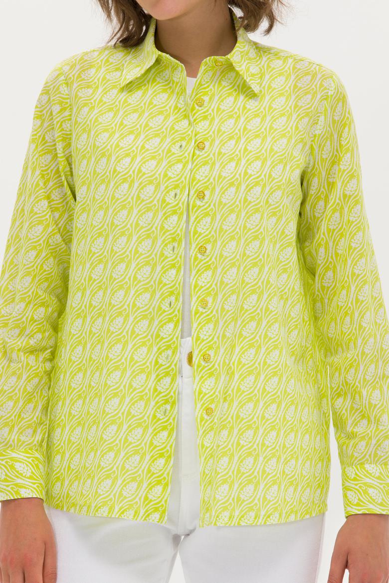 Kadın Neon Sarı Uzun Kollu Gömlek - 50264225010