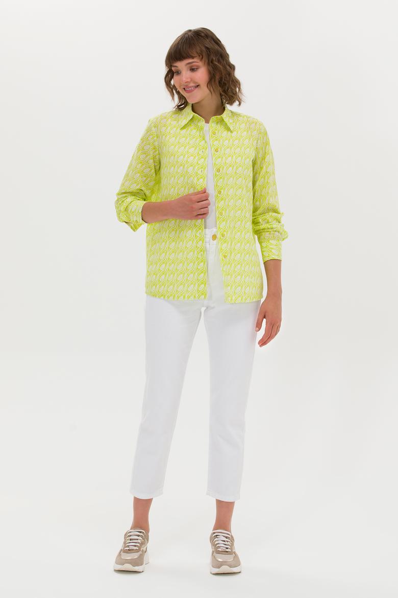 Kadın Neon Sarı Uzun Kollu Gömlek - 50264225010