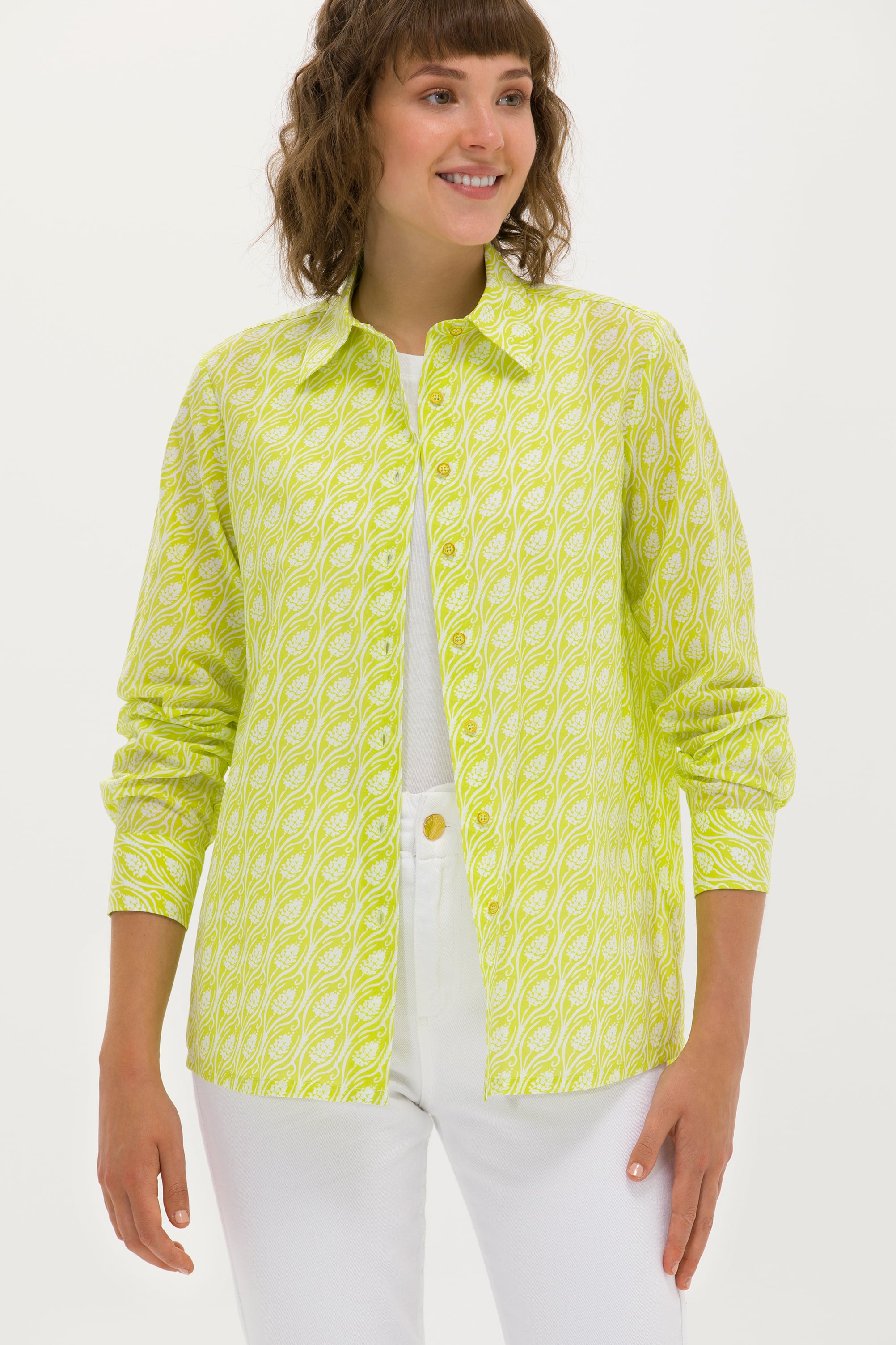 Kadın Neon Sarı Uzun Kollu Gömlek