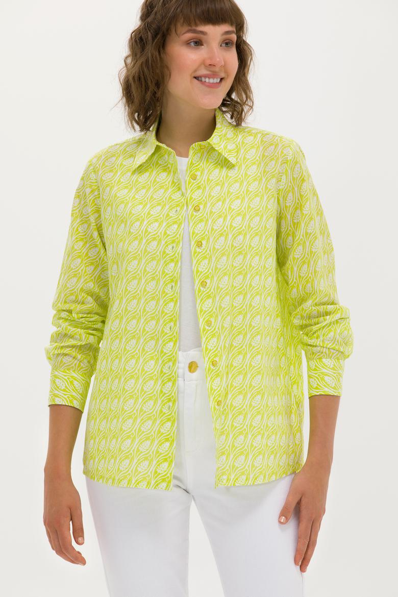 Kadın Neon Sarı Uzun Kollu Gömlek - 50264225010