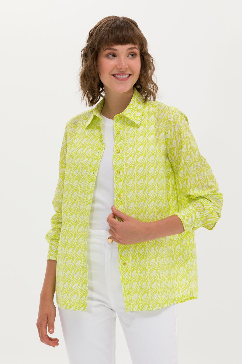 Kadın Neon Sarı Uzun Kollu Gömlek