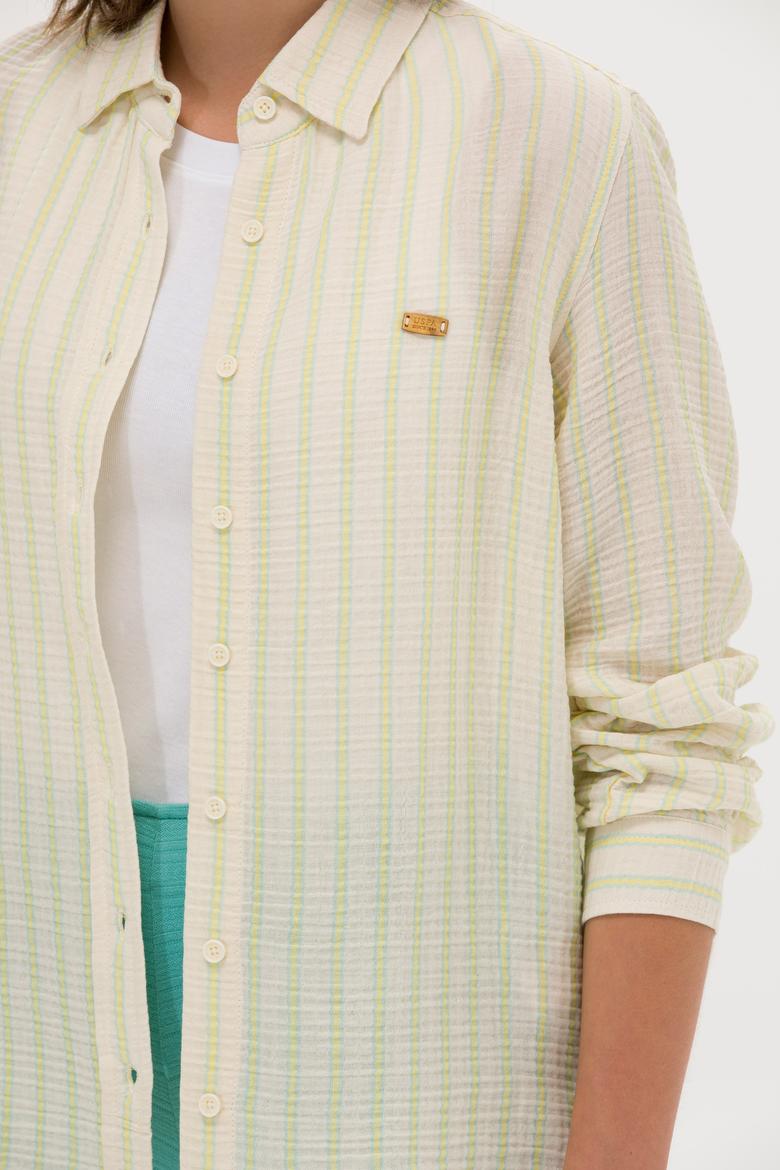 Kadın Su Yeşili Uzun Kollu Gömlek - 50264226003