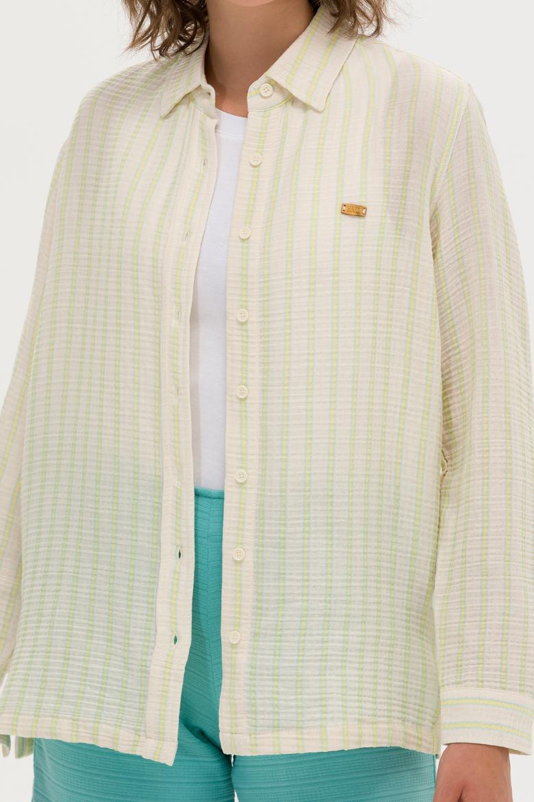 Kadın Su Yeşili Uzun Kollu Gömlek - 50264226003