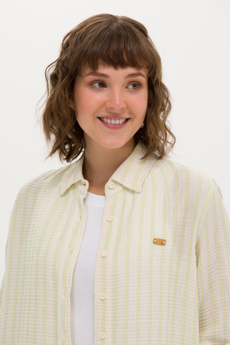 Kadın Su Yeşili Uzun Kollu Gömlek - 50264226003